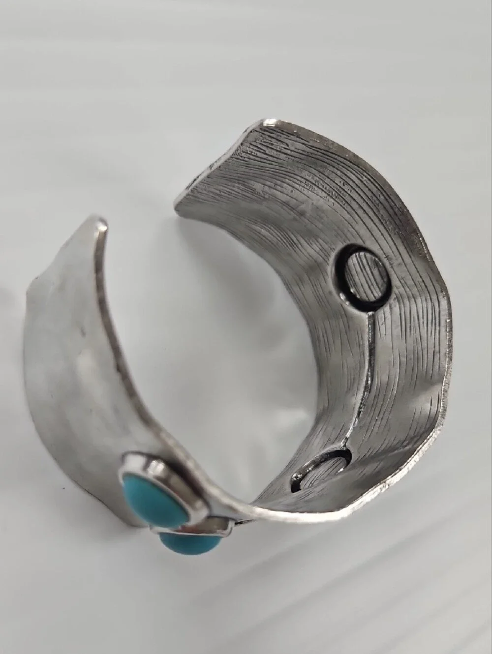 Turquoise Stone Silver-Tone Cuff Bracelet